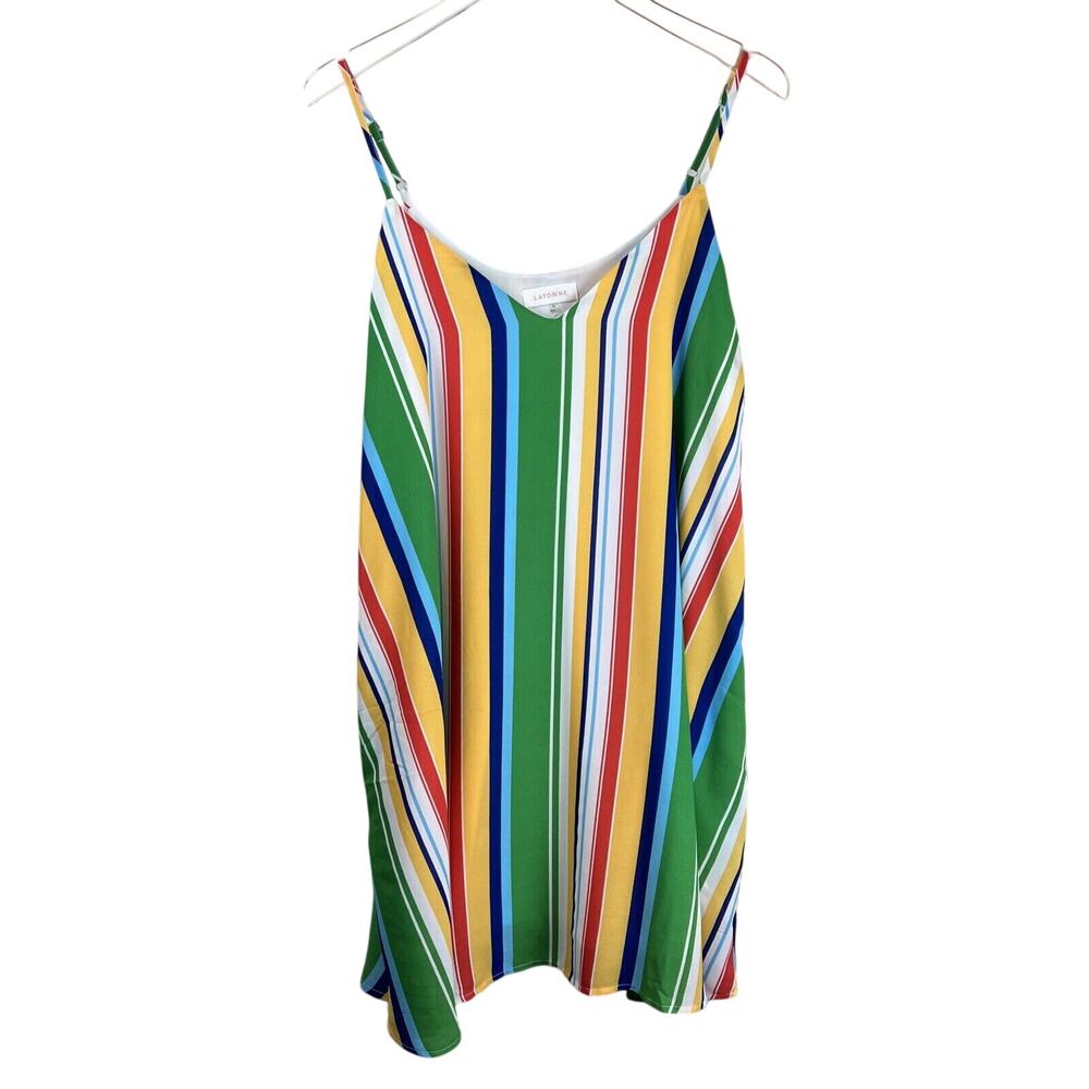 Latowne Dress Women Large Colorful Stripe‎ Sleeveless Summer Bold Lightweight
